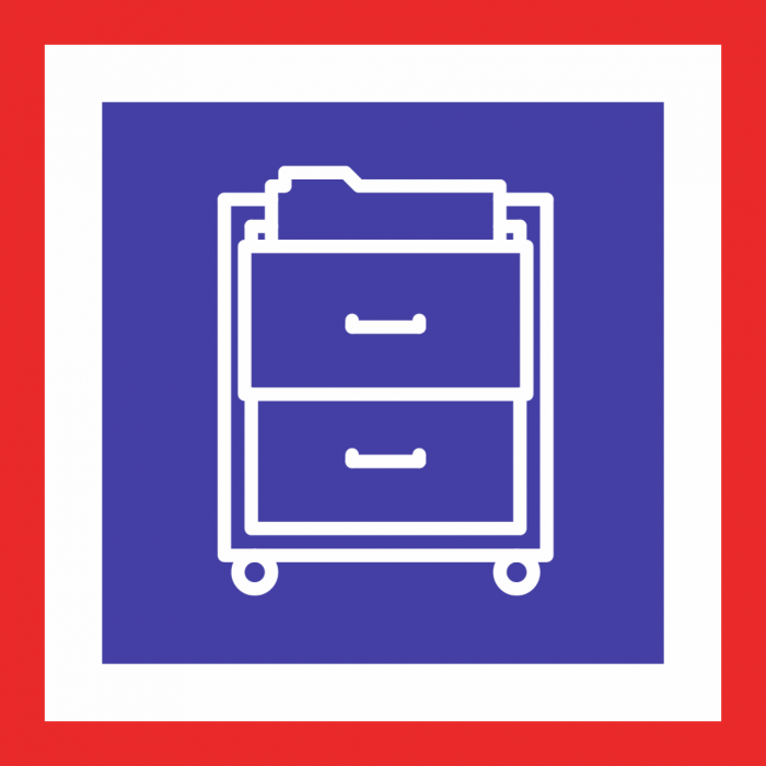 wyoming flag themed icon featuring a filing cabinet